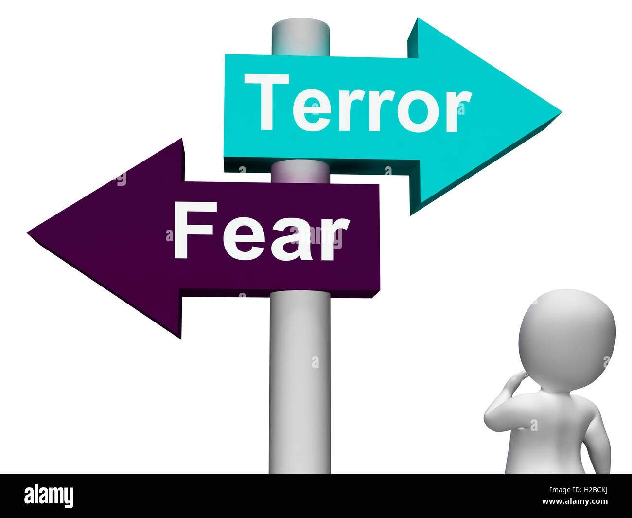 Terror Fear Signpost Shows Anxious Panic And Fears Stock Photo