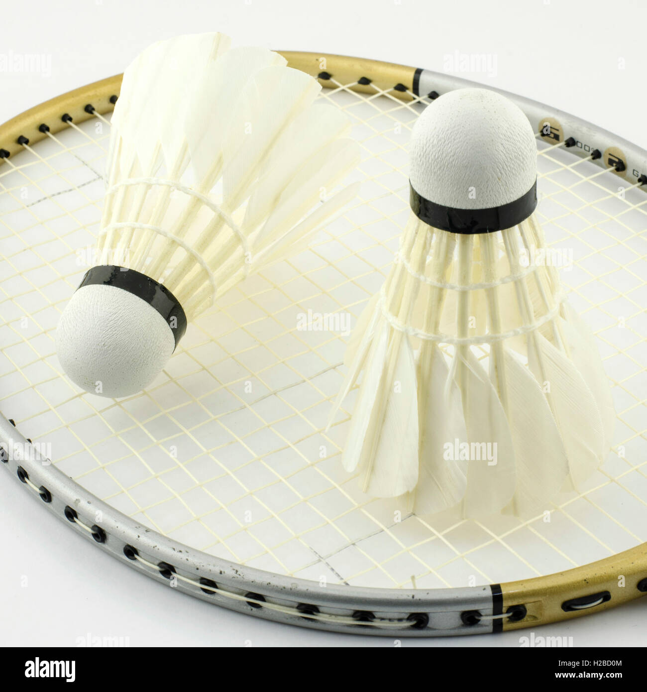 racket badminton with shuttle cock Stock Photo Alamy