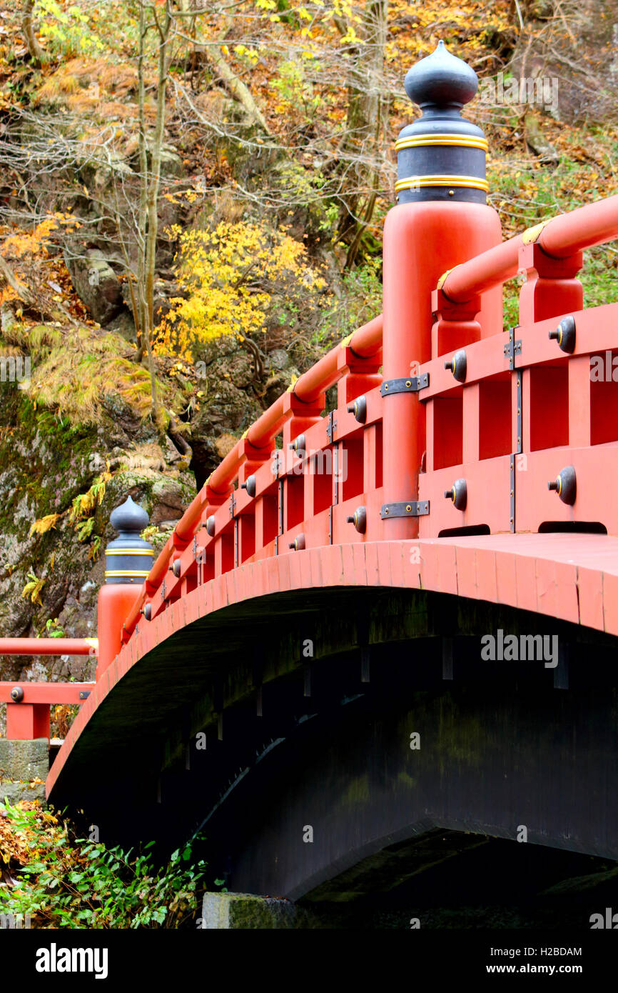 Red bridge in Nikko Stock Photo