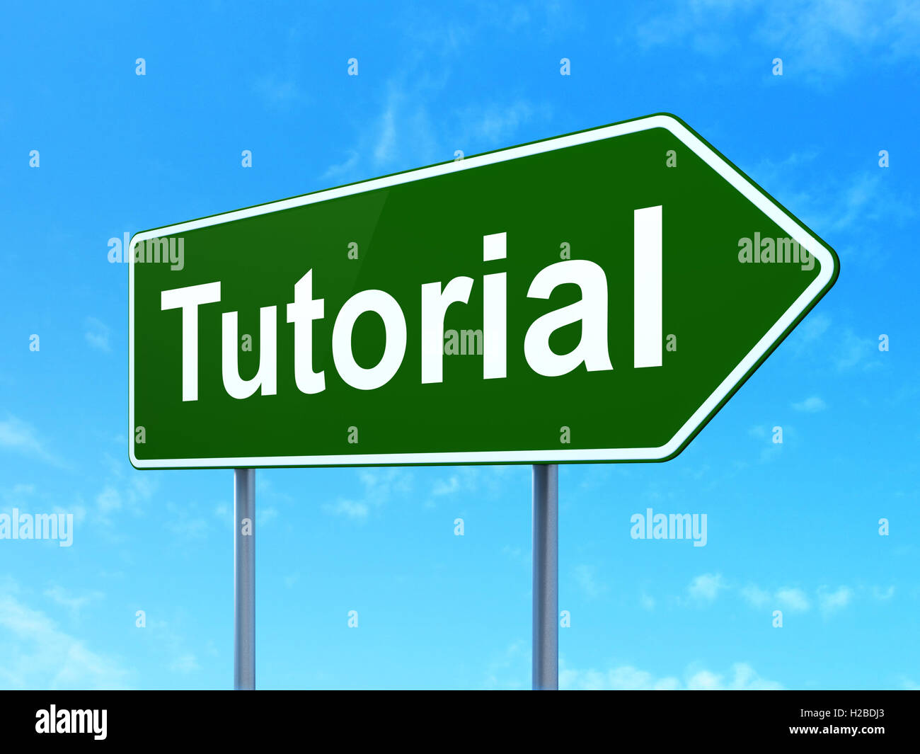 Education concept: Tutorial on road sign background Stock Photo - Alamy