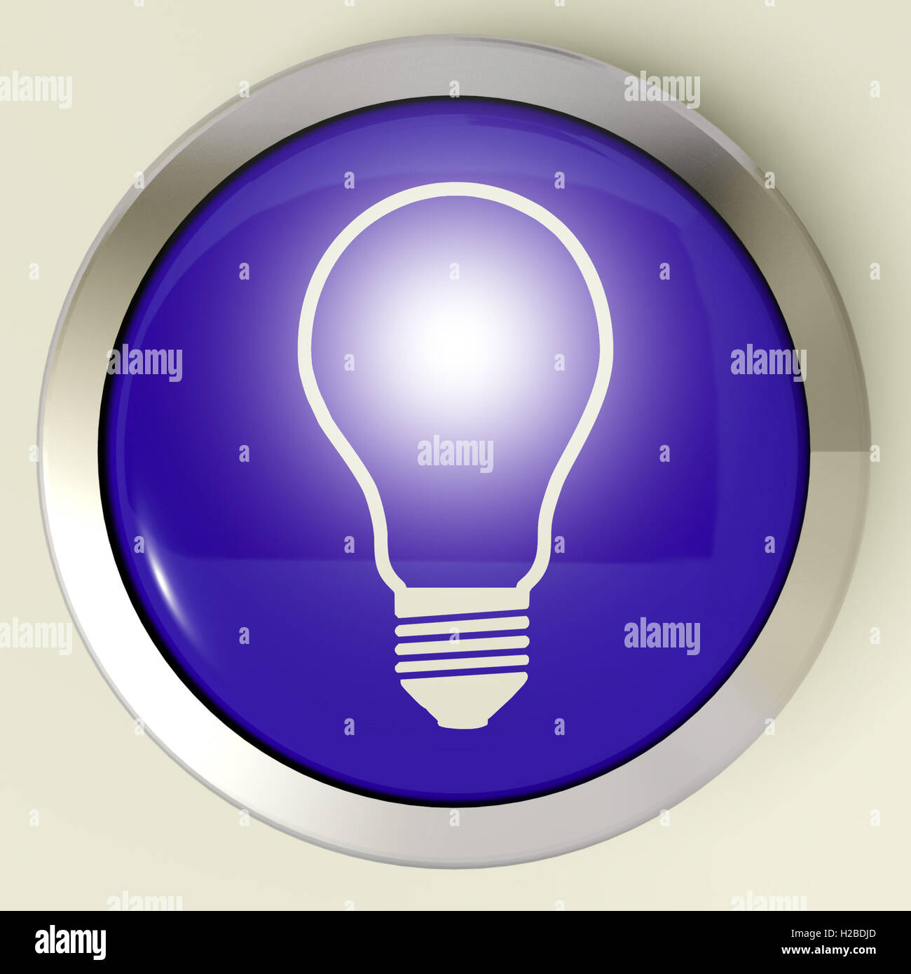Light bulb Button Means Bright Idea Innovation Or Invention Stock Photo
