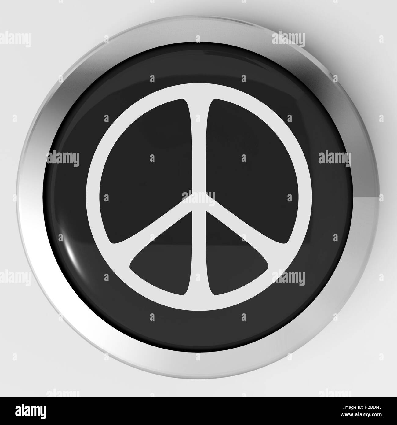 Peace Sign Button Shows Love Not War Stock Photo