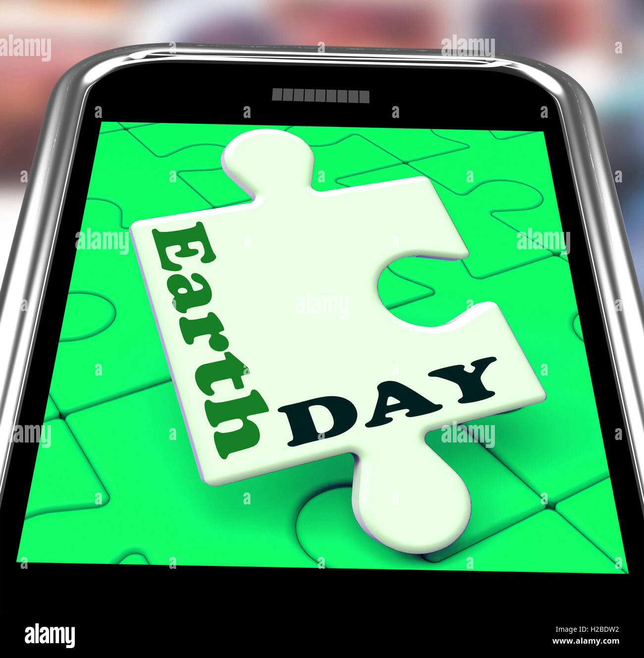Earth Day Smartphone Means Eco Friendly And Green Stock Photo