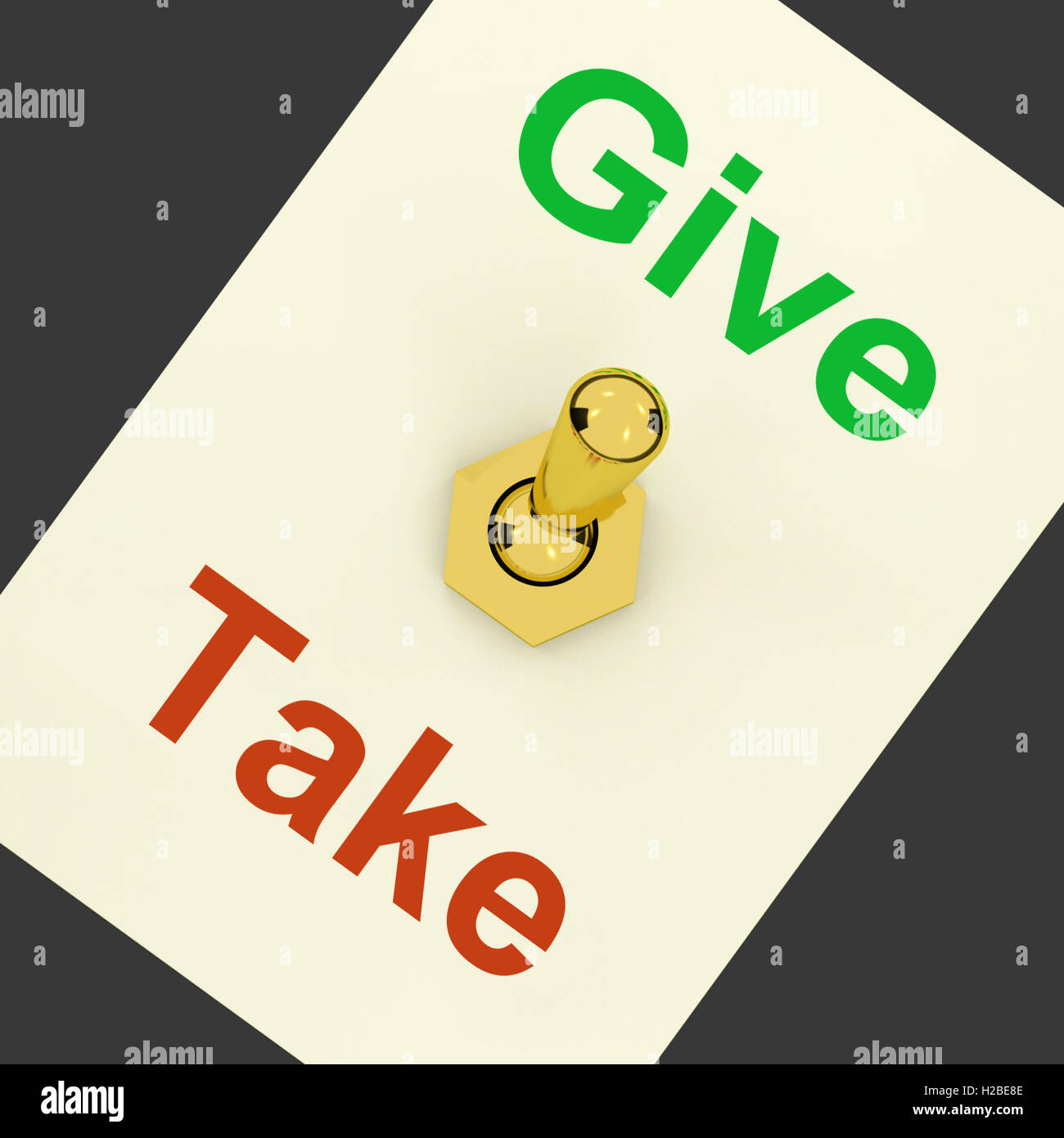 Give Take Lever Means Offering And Receiving Stock Photo