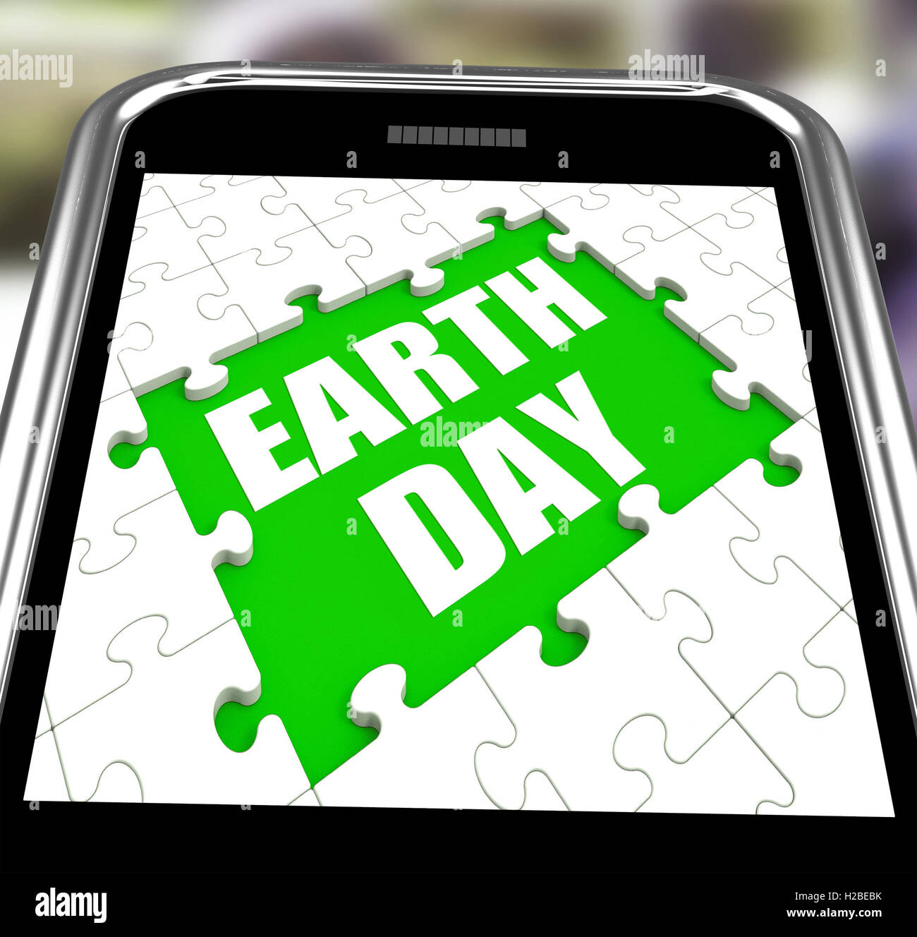 Earth Day Smartphone Shows Conservation And Environmental Protec Stock Photo