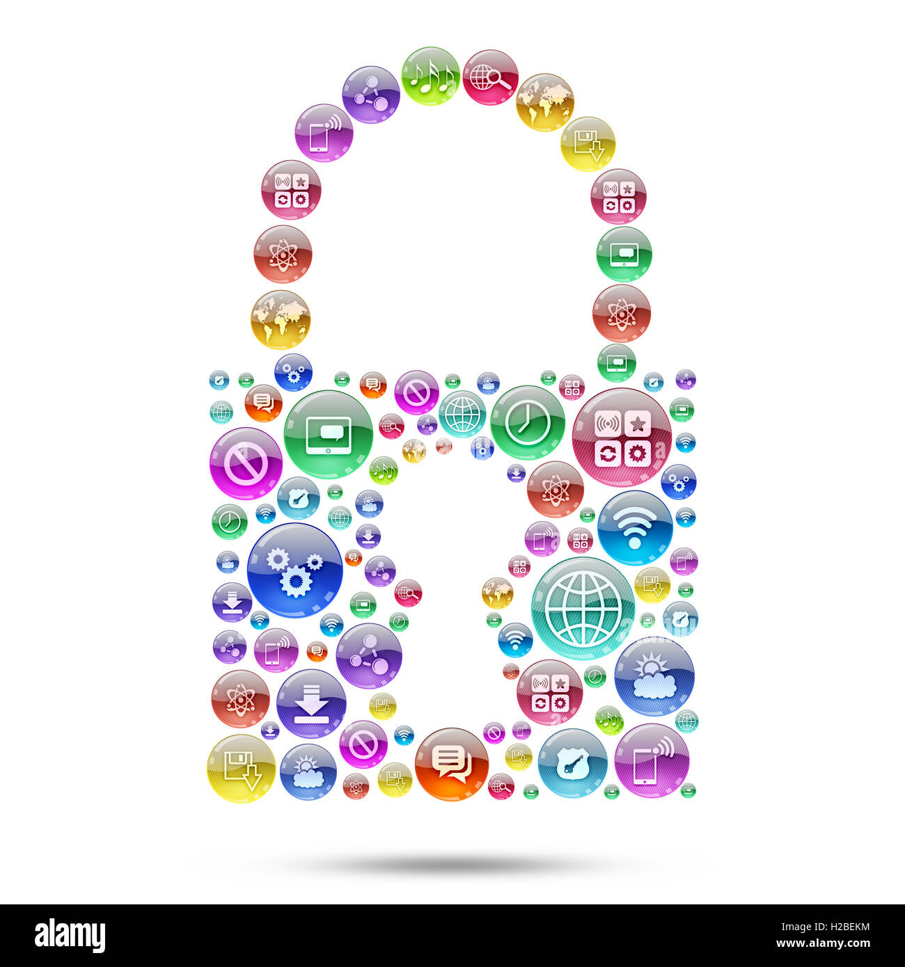 Silhouette padlock consisting of apps icons Stock Photo - Alamy
