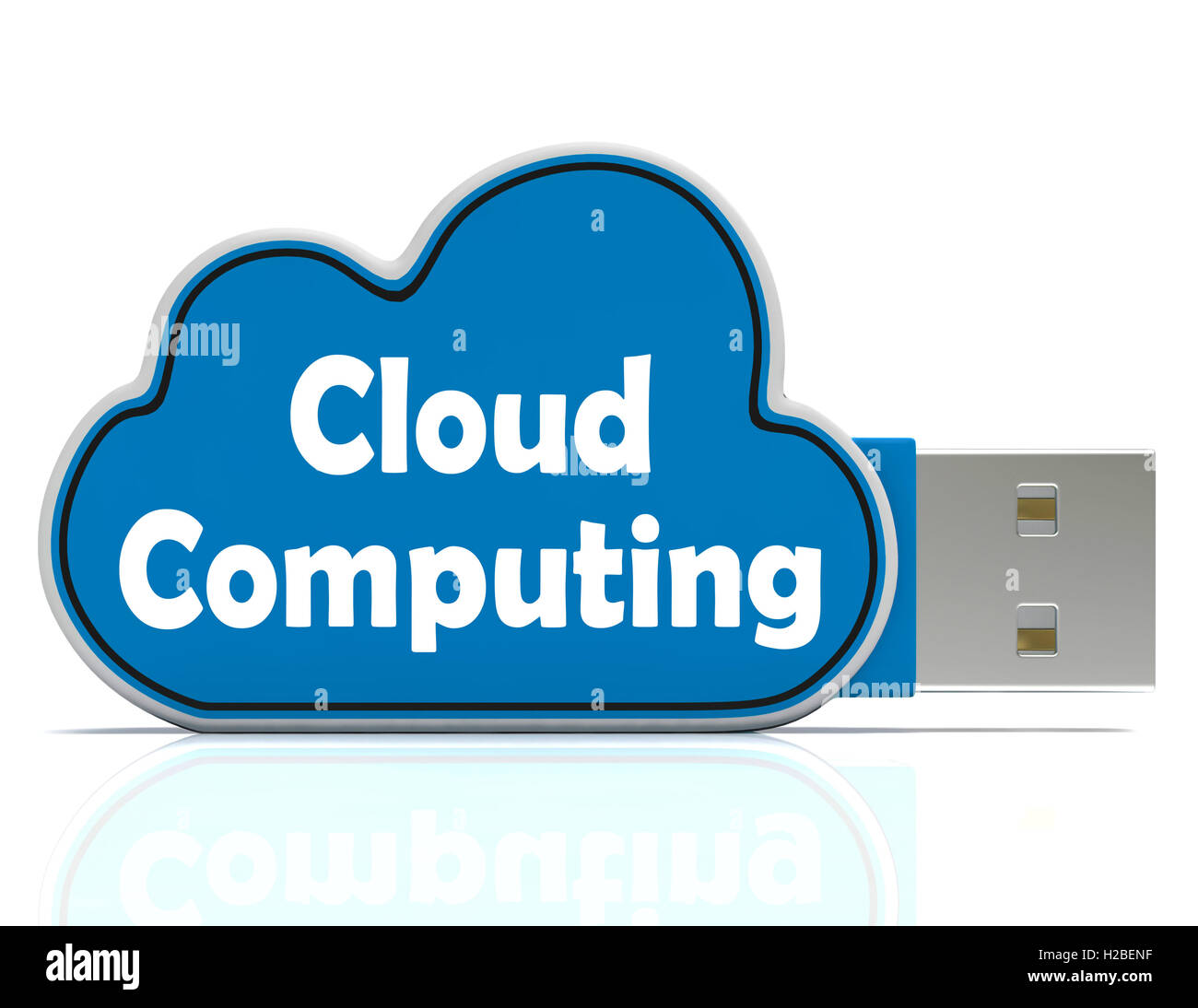 Cloud Computing Memory Stick Means Computer Networks And Servers Stock Photo