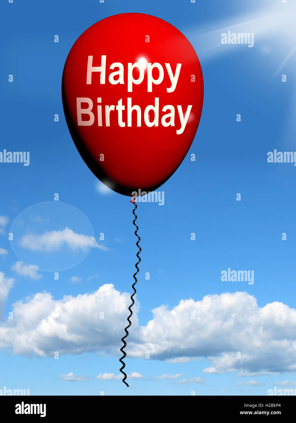 Happy Birthday Balloon Shows Cheerful Festivities and Parties Stock Photo