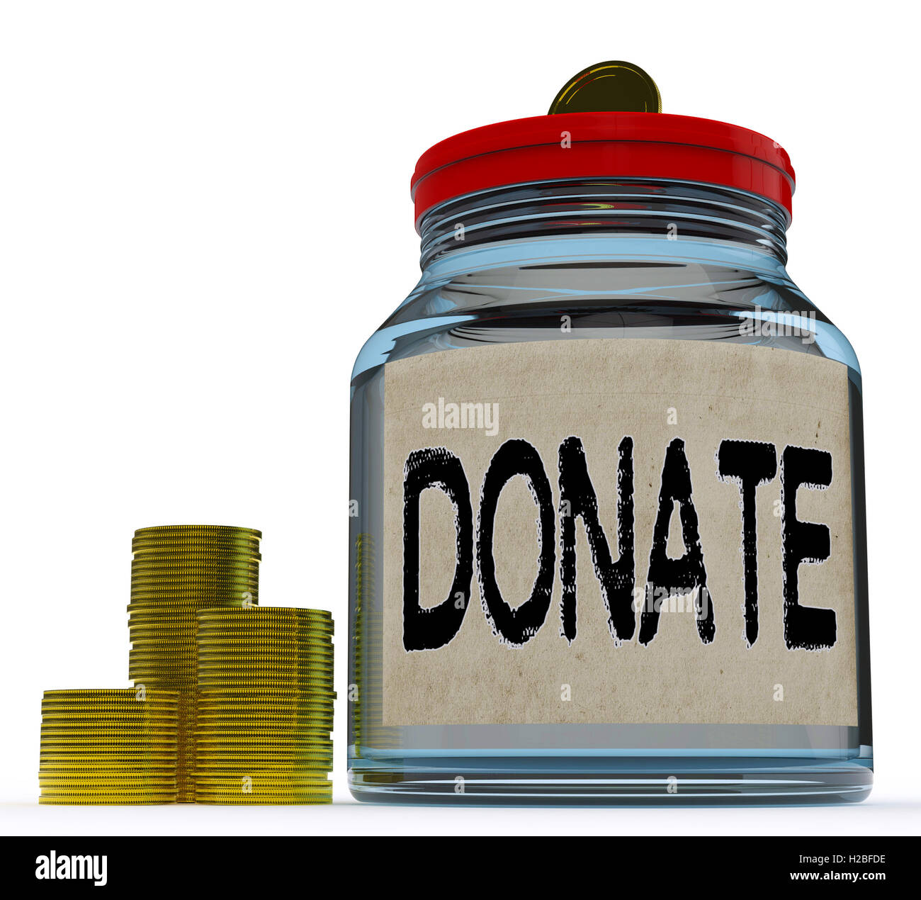 Donate Jar Shows Fundraising Charity And Contributions Stock Photo
