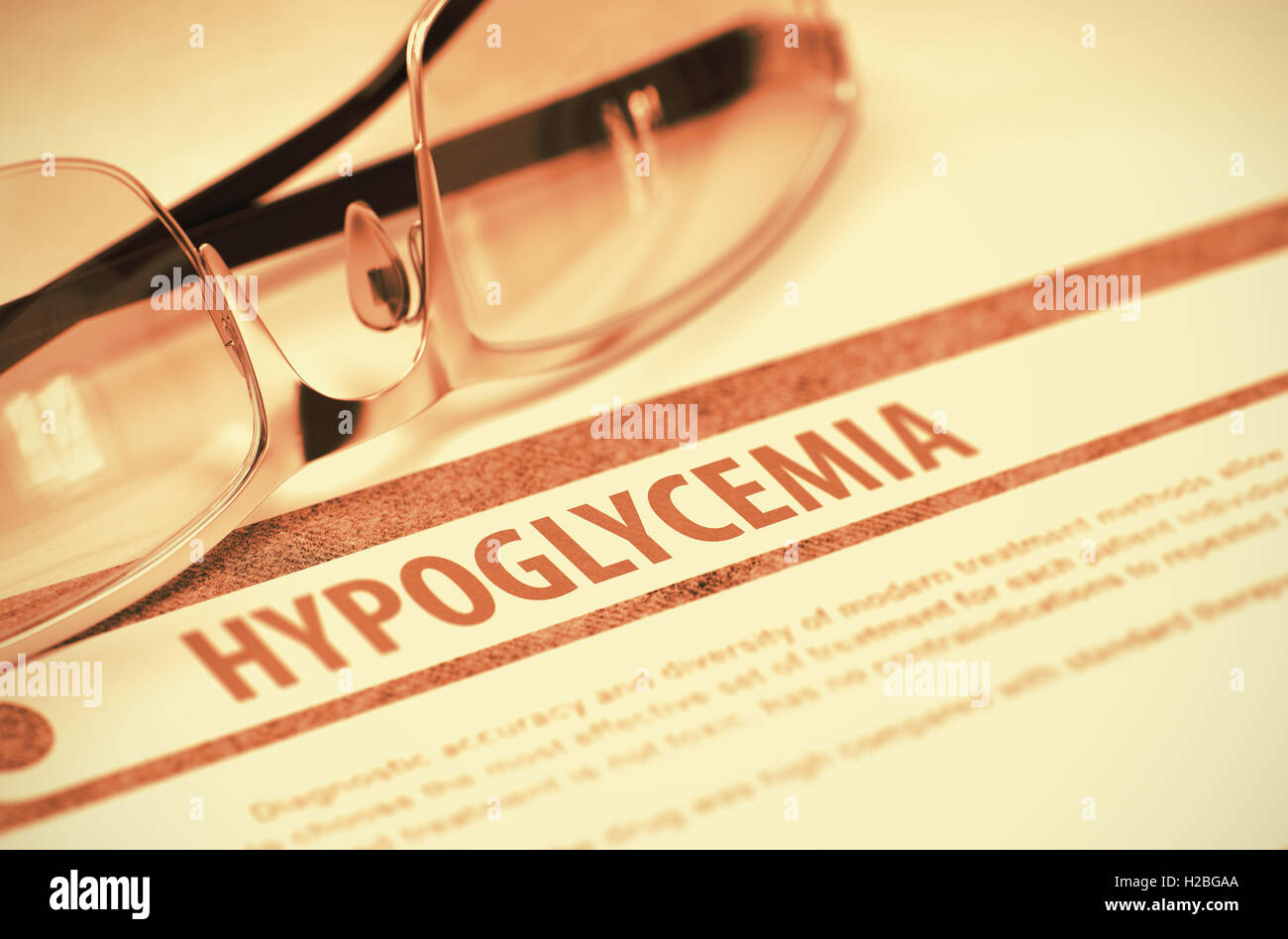 Diagnosis - Hypoglycemia. Medicine Concept. 3D Illustration. Stock Photo