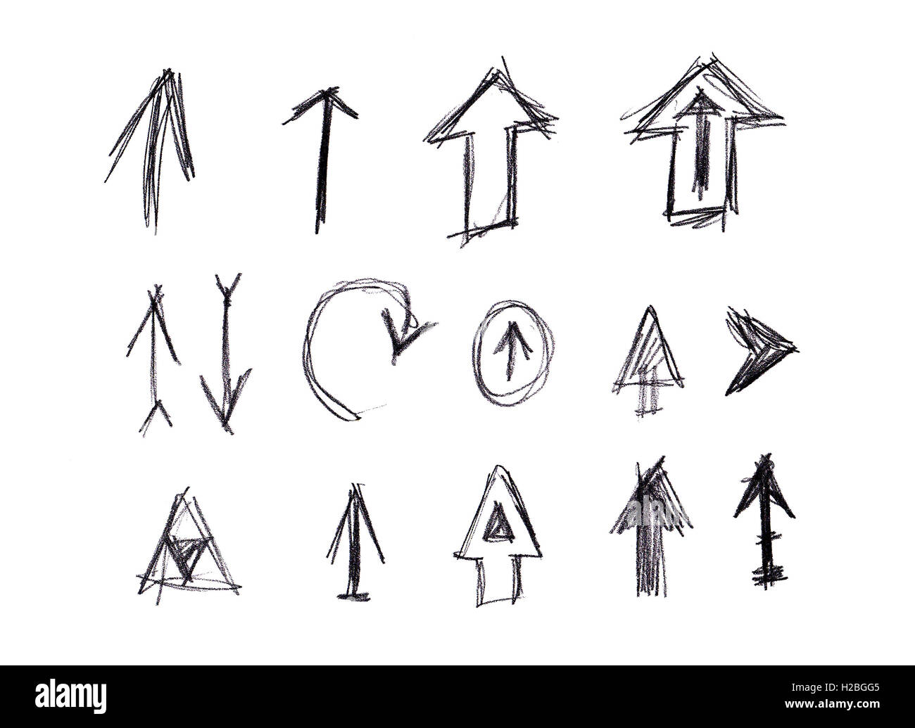 Handdrawn arrow set isolated on white background Stock Photo - Alamy