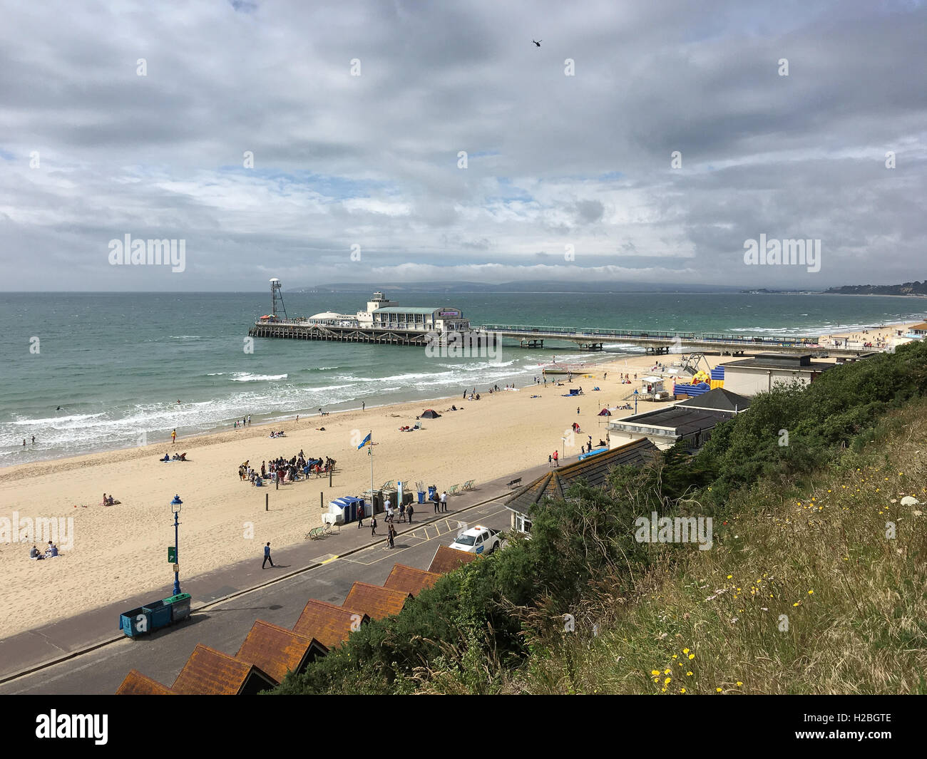Bournemouth beach and pier. Stock Photo