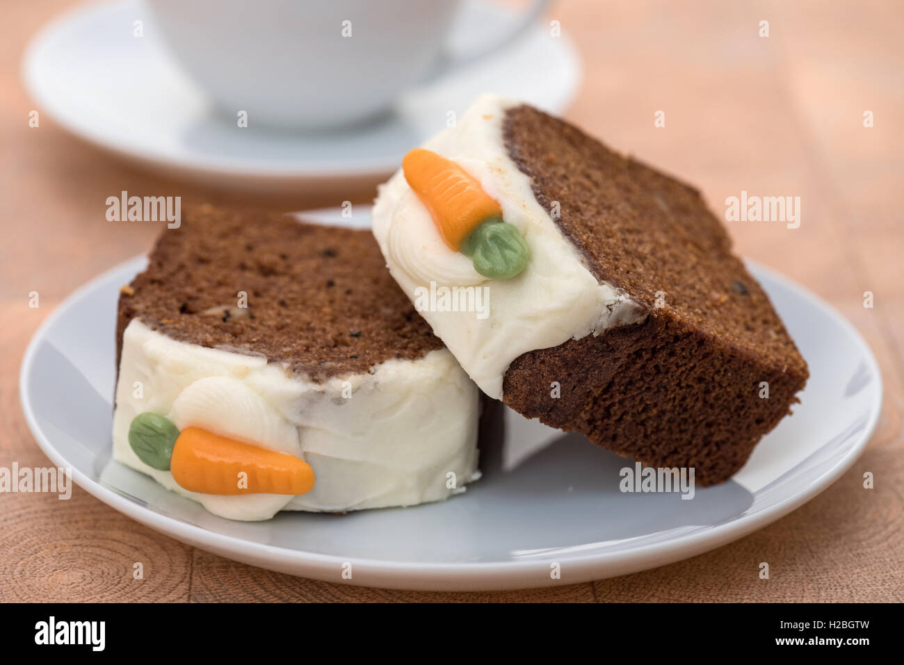Slices of fresh carrot cake - shallow depth of field Stock Photo