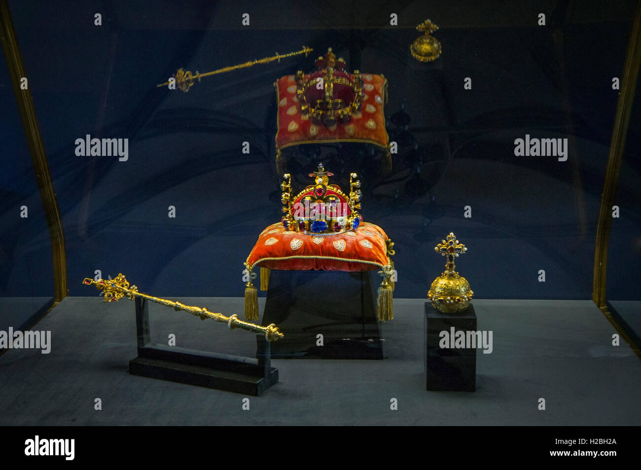 Czech crown jewels, St. Wenceslas Crown, Royal Sceptre, Apple Stock