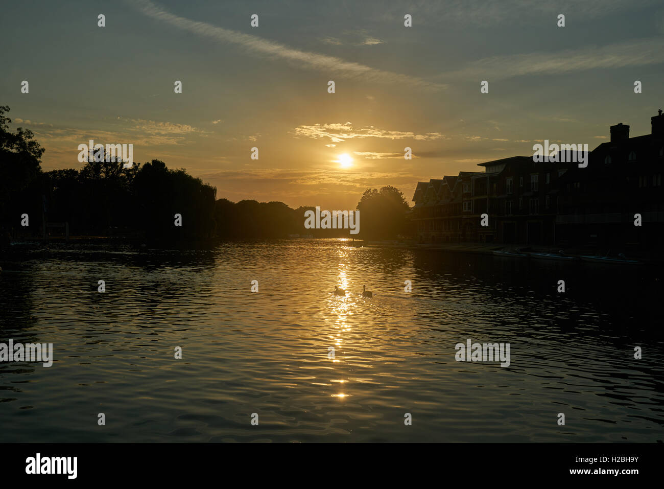 Sunset on river Thames Eton, Windsor Stock Photo