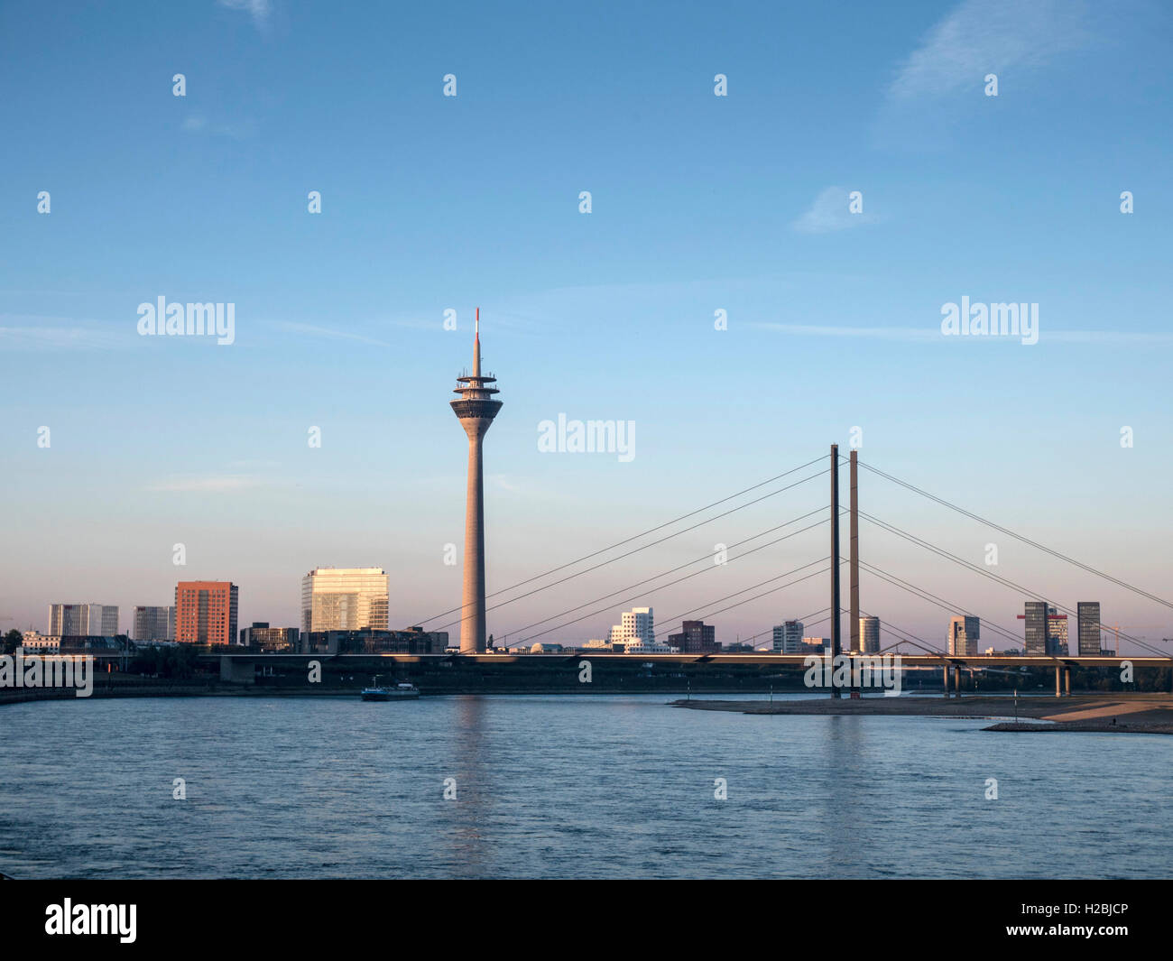 Cityscape of Dusseldorf, view over the Rhine. Stock Photo