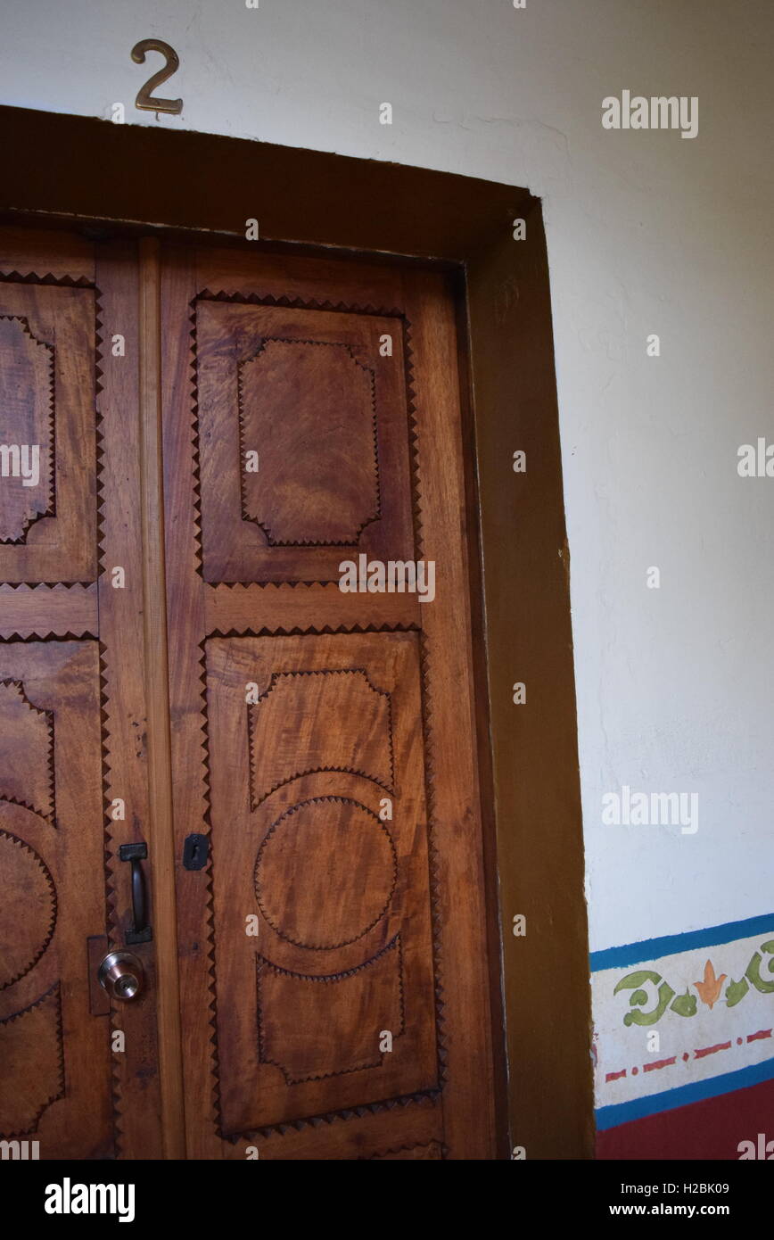 Part of the door of the room number 2 at a hotel in Antigua Guatemala Stock Photo