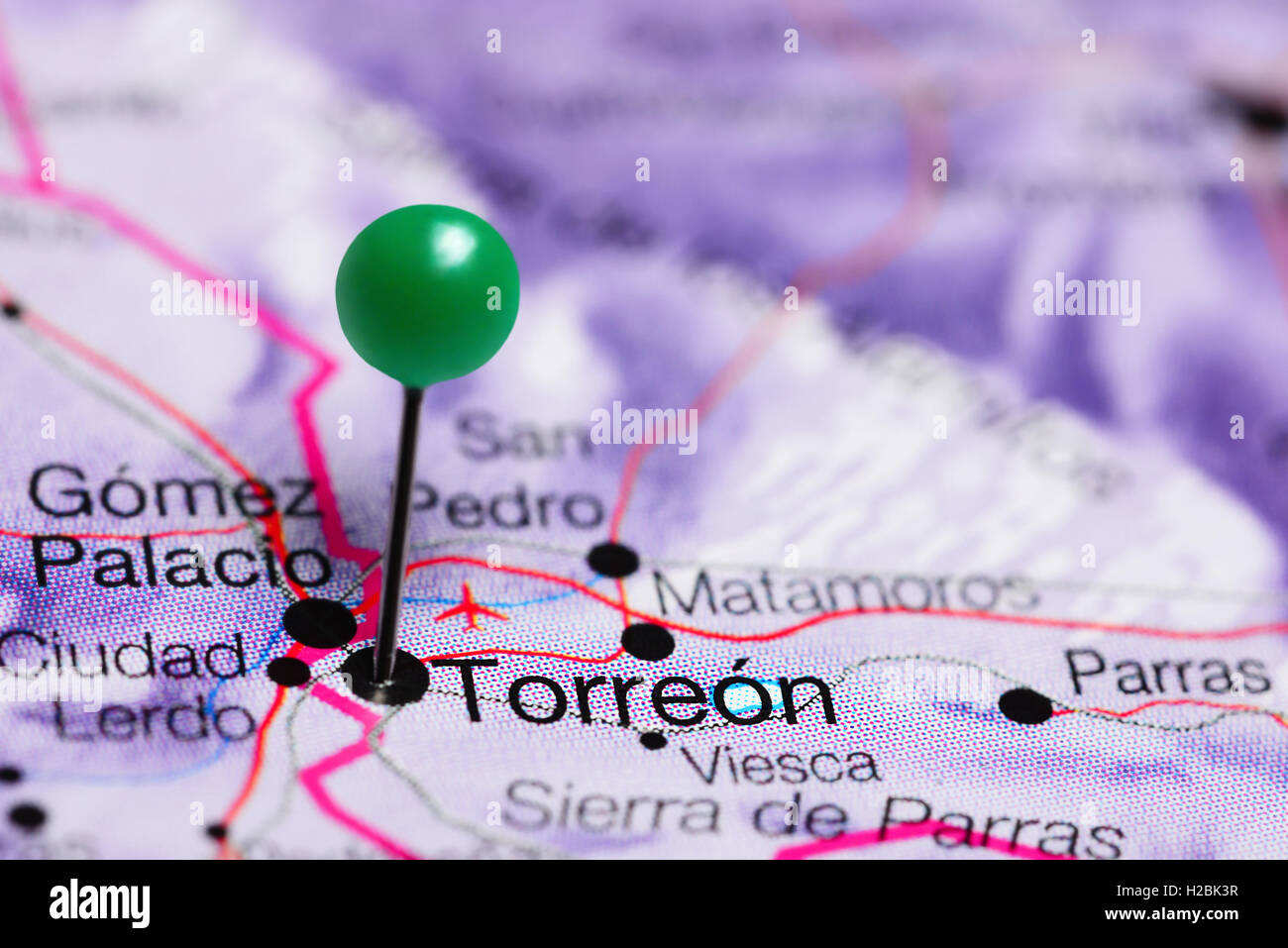 Torreon pinned on a map of Mexico Stock Photo Alamy