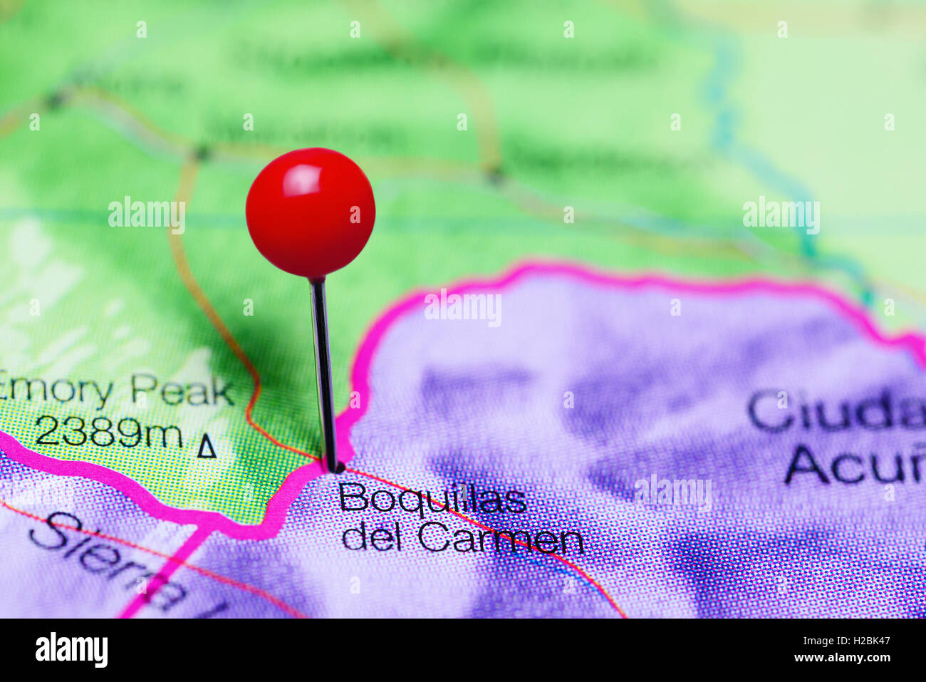 Boquillas del Carmen pinned on a map of Mexico Stock Photo - Alamy