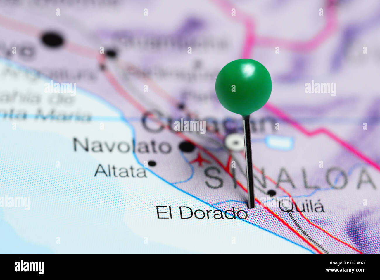 El Dorado pinned on a map of Mexico Stock Photo - Alamy