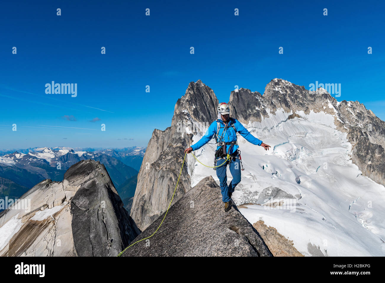 Brandon Prince and on the West Ridge of Pigeon Spire in the Bugaboo Provincial Park Stock Photo