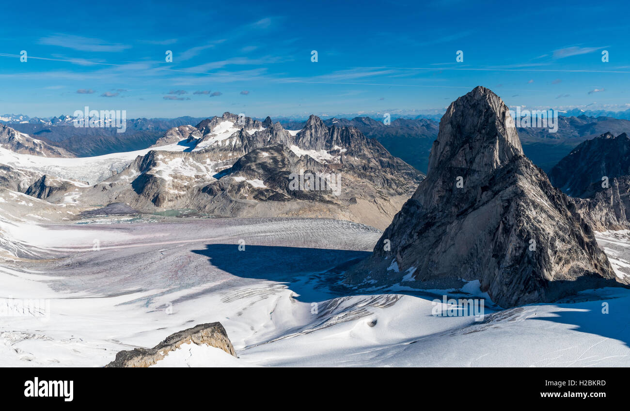 A view of Bugaboo Spire and the Vowell Glacier Stock Photo