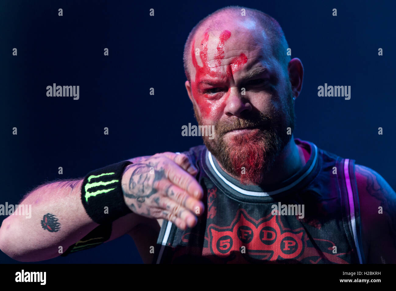 The American heavy metal rock band Five Finger Death Punch perform in