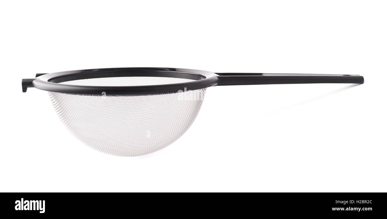 Single sieve colander over white isolated background Stock Photo Alamy