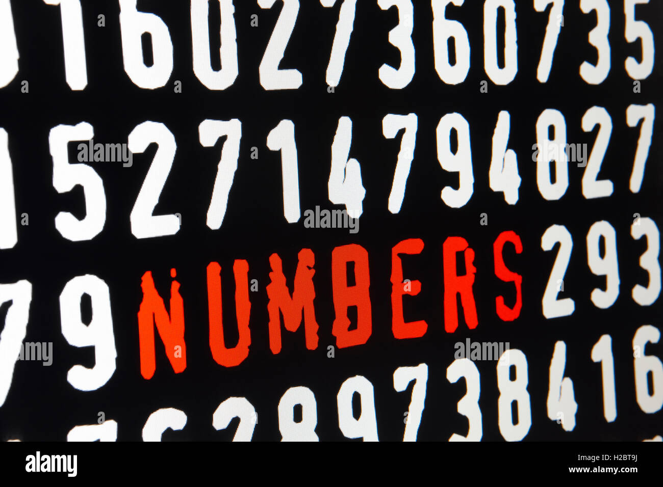 Computer screen with numbers text on black background. Horizontal Stock ...