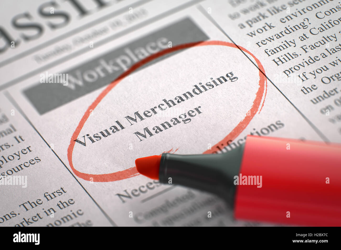 Visual Merchandising Manager Hiring Now. 3D. Stock Photo