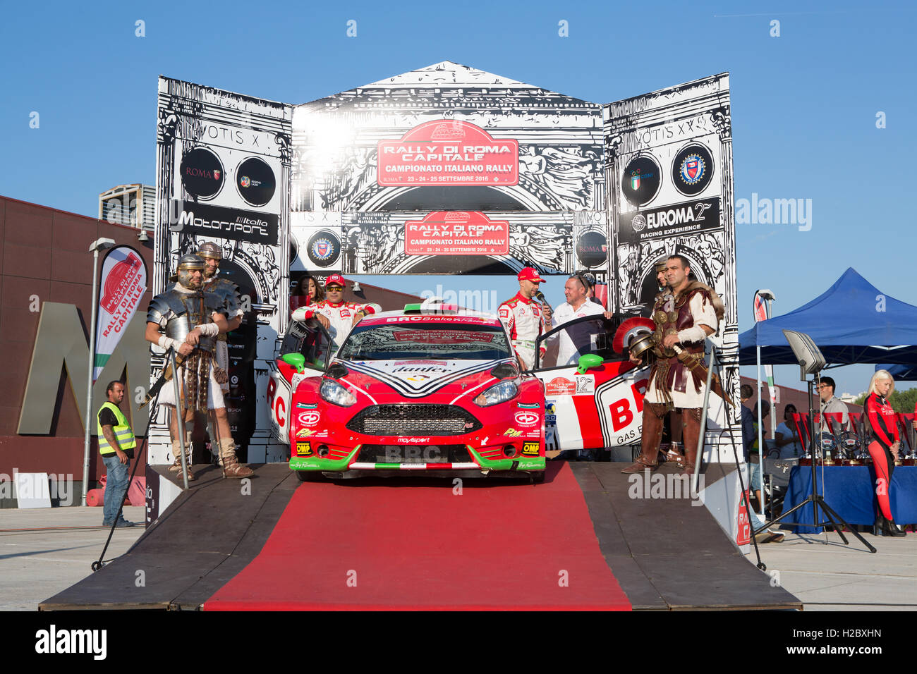 The celebrations for the winner of the rally di Roma Capitale Stock ...