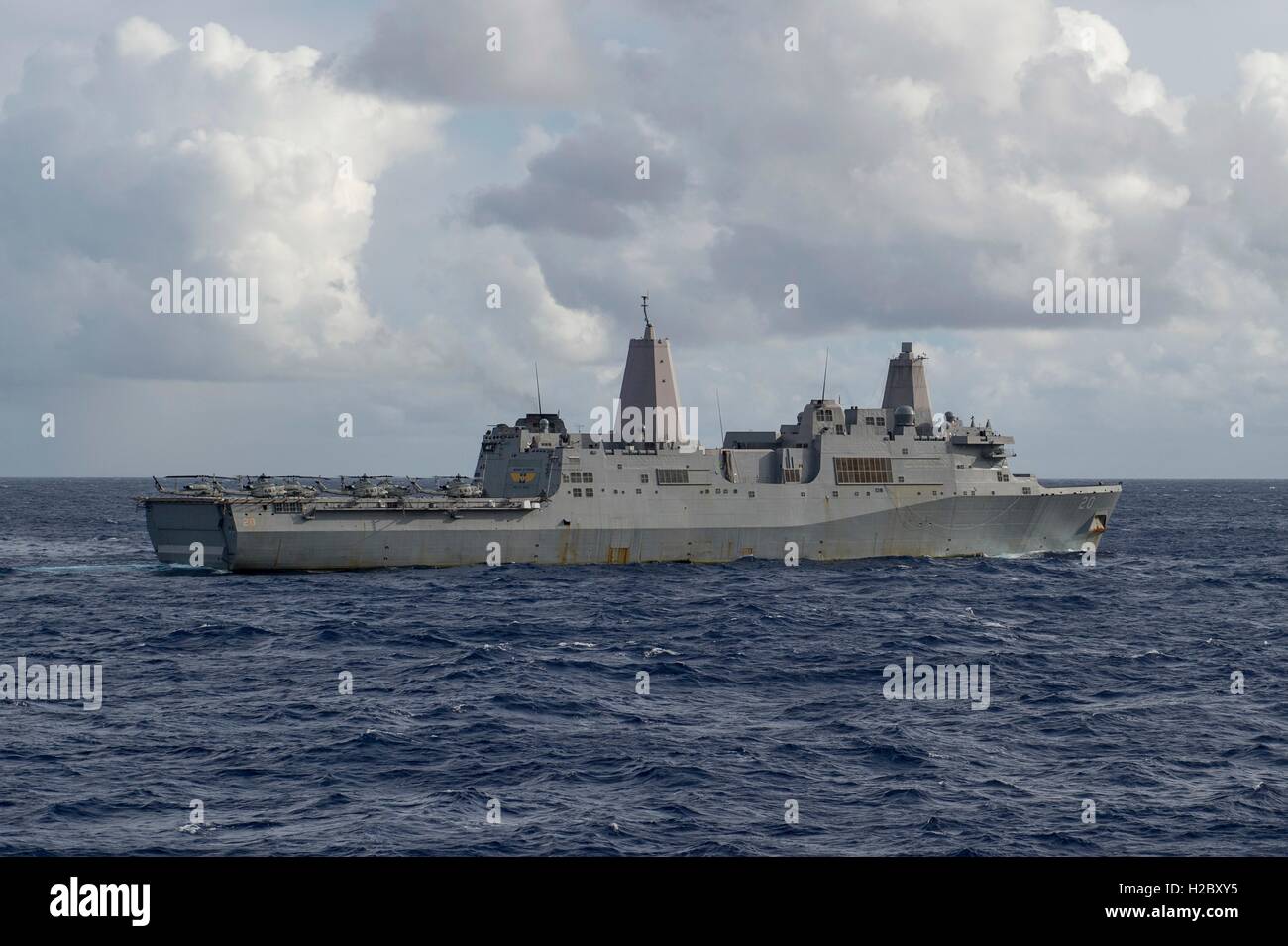 The USN San Antonio-class amphibious transport dock ship USS Green Bay ...