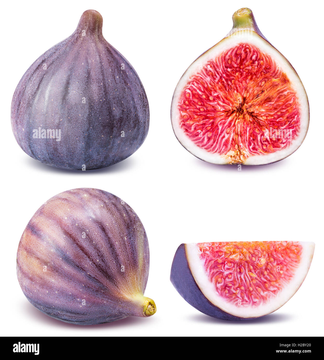 3 Ripe Figs ripe figs cut piece collection isolated on white background clipping ...
