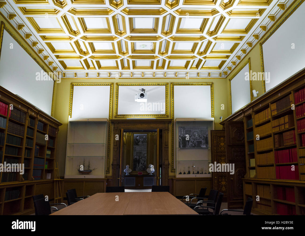 Ceiling of the Wolfson library 2 at the Royal Society, London, England. Stock Photo