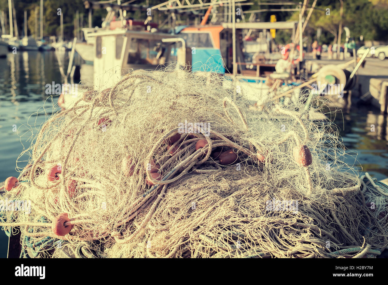 Fishing boat sea tangle drying hi-res stock photography and images