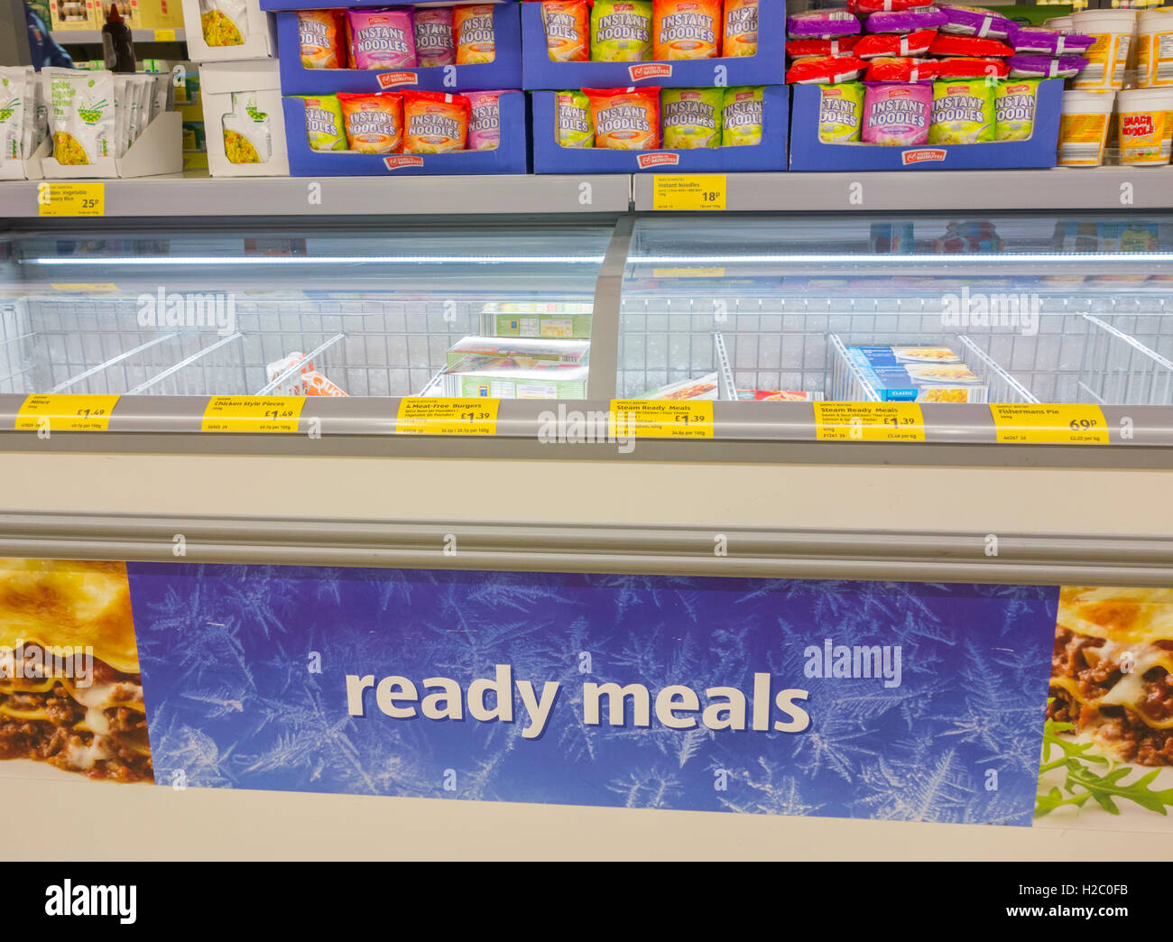 Frozen ready meals in Aldi supermarket. England. UK Stock Photo Alamy