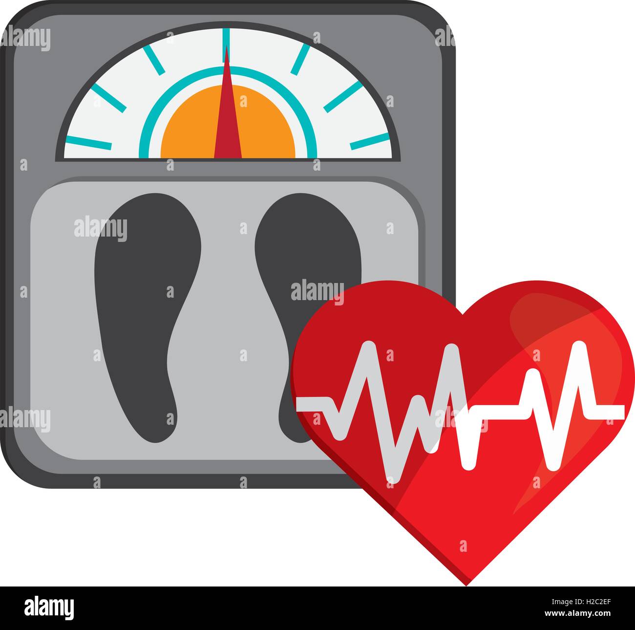 weight scale and heart cardiogram icon Stock Vector Image & Art - Alamy