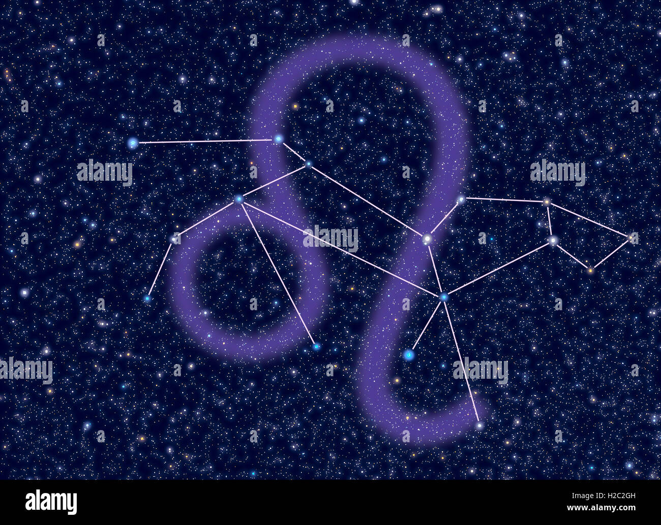 Leo (The Lion) Zodiac constellation. Leo sign corresponds to period
