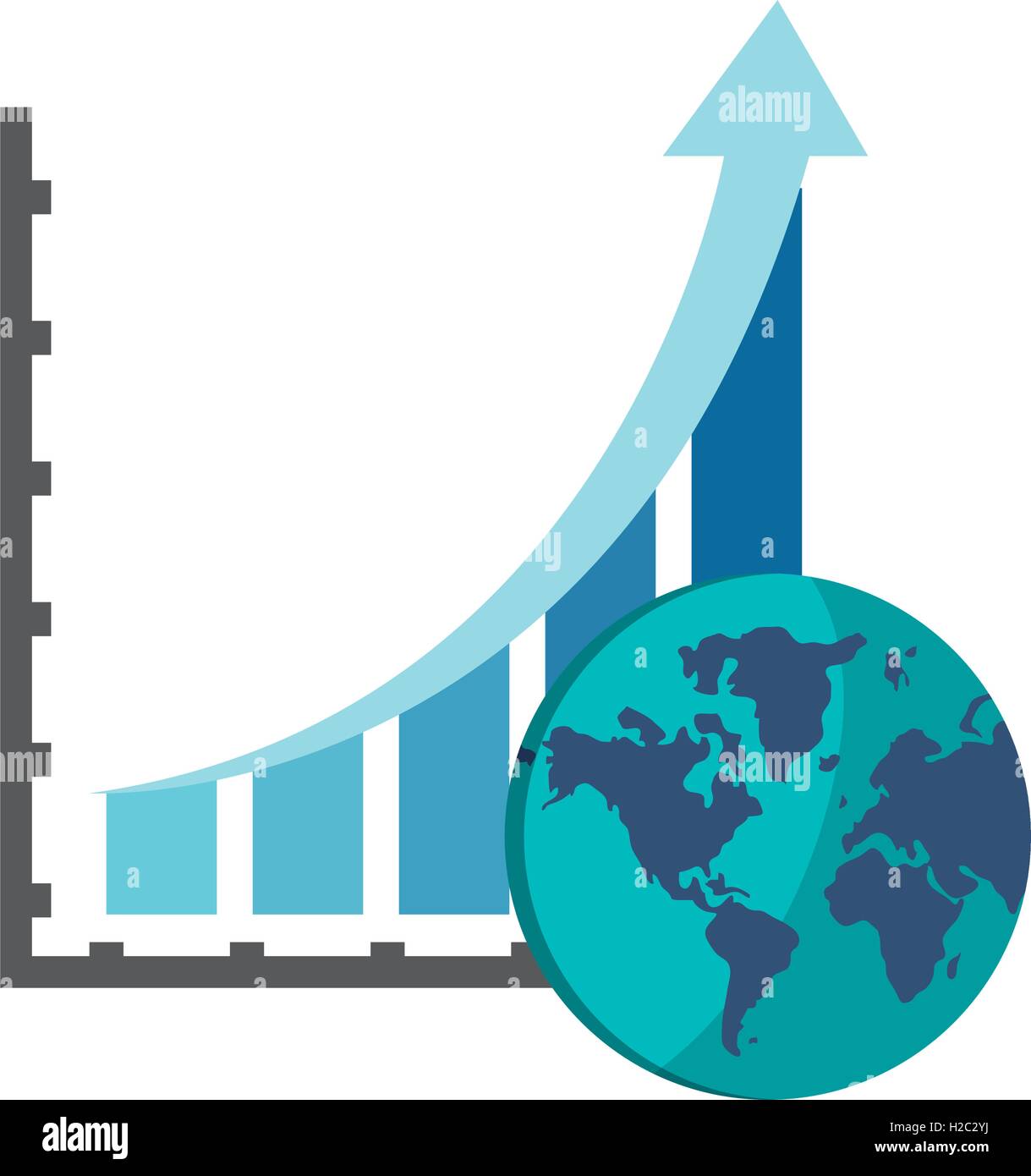 graph chart and earth globe icon Stock Vector Image & Art - Alamy