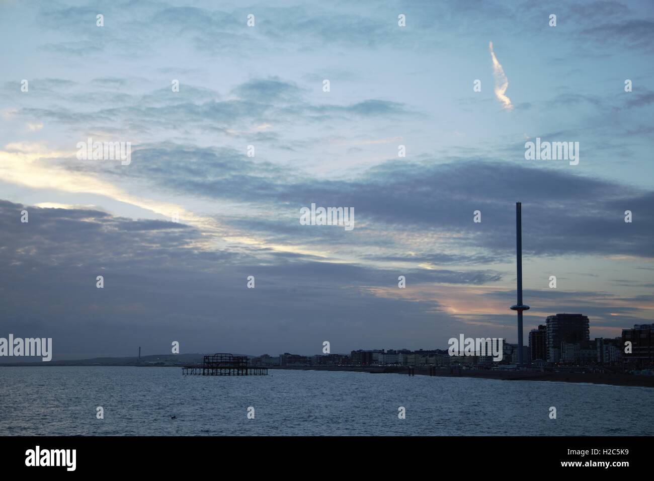 Brighton, England coastline, including the English Channel, West Pier