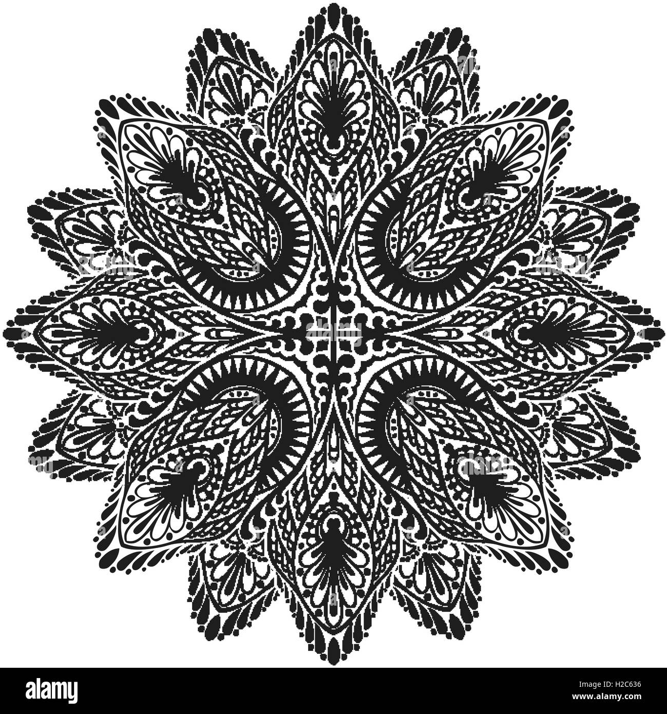 Ornamental round lace pattern. Vector illustration of ethnic style Stock Vector