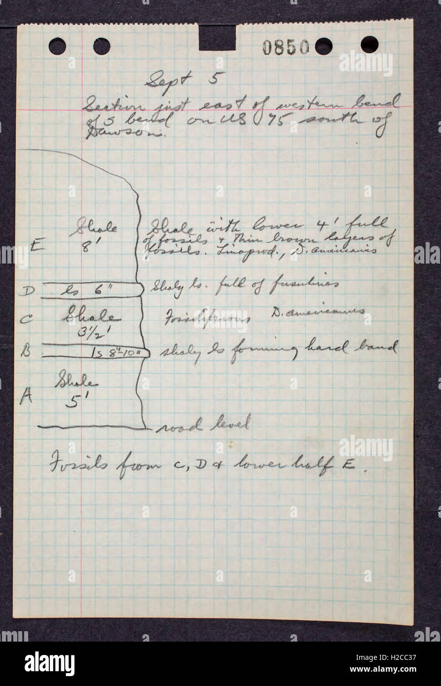 Field notes, circa 1955 (Page 850) Stock Photo