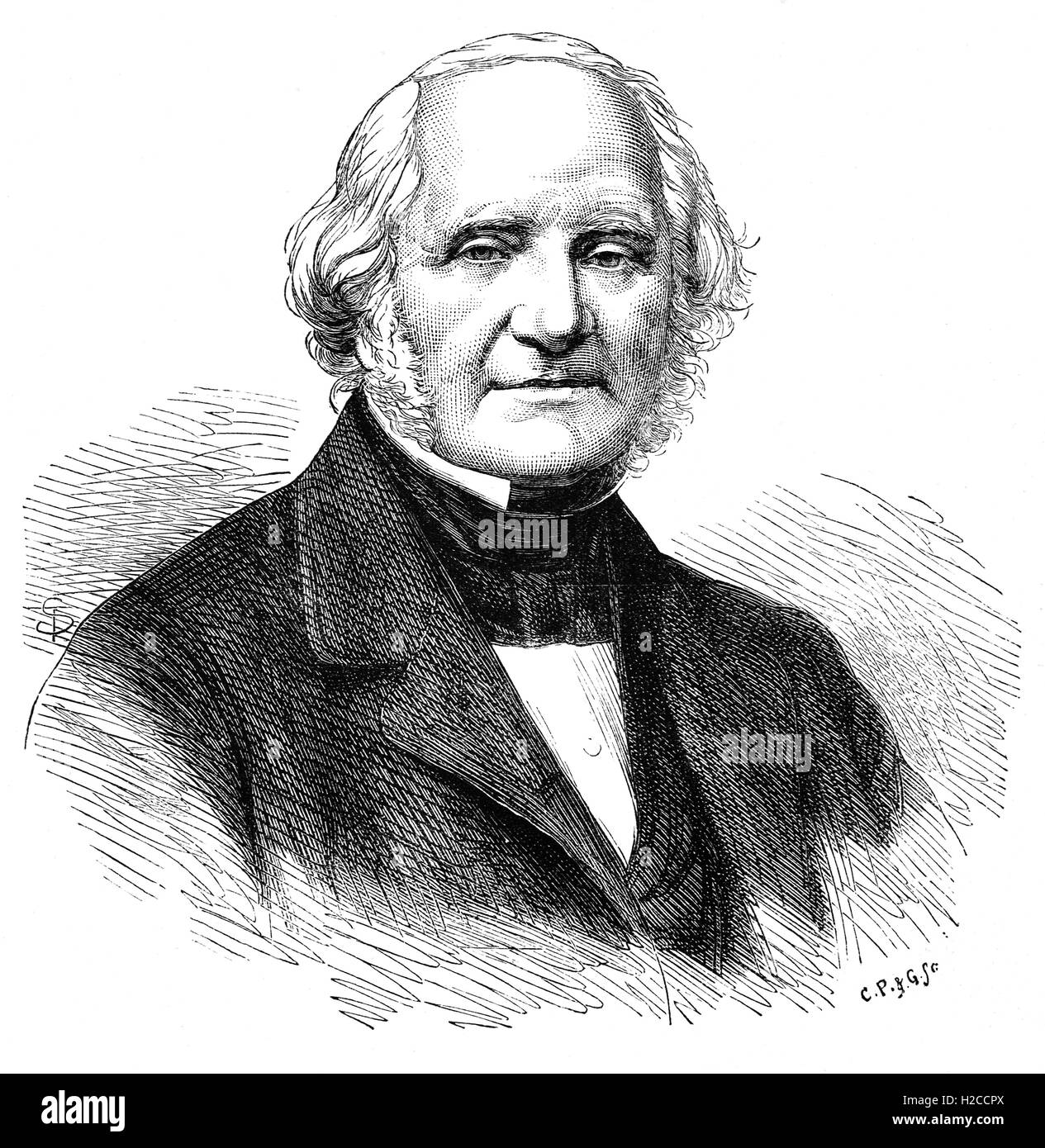 George Peabody(1795 –1869) was an American-British financier widely regarded as the 'father of modern philanthropy' who won worldwide acclaim for his philanthropy. He founded the Peabody Trust in Britain and also established J.P.Morgan and Co. Stock Photo