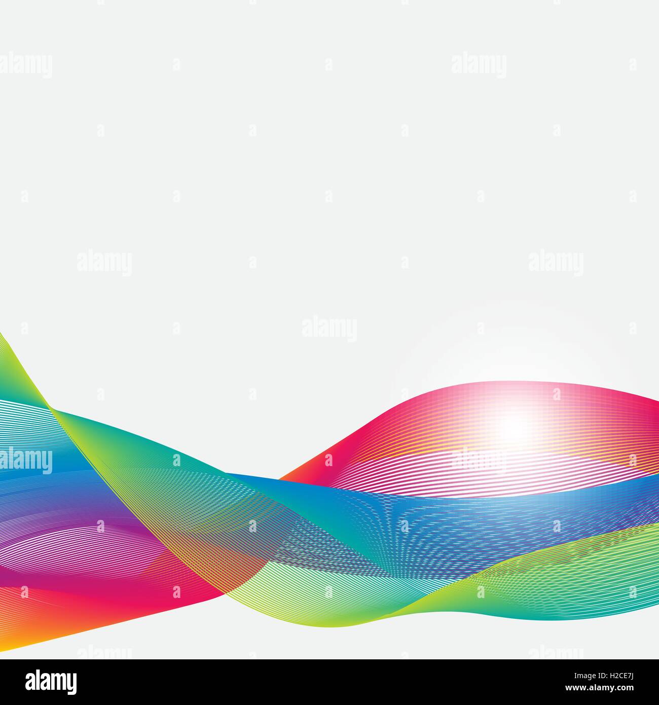 Abstract, colorful, airy ribbons on a white background. Drawn by pencil ...