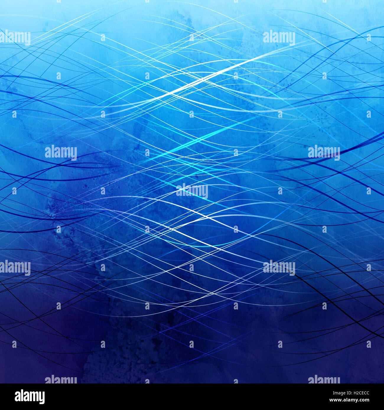 Watercolor blue abstract water background with wavy glowing lines Stock ...