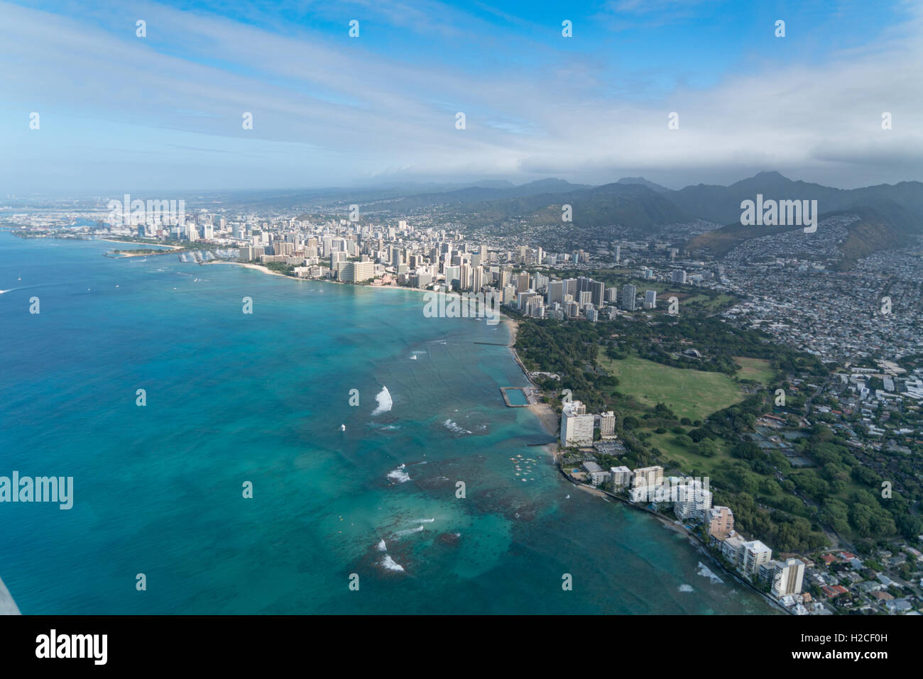 Aerial View of Honolulu and Waikiki Beach Stock Photo Alamy