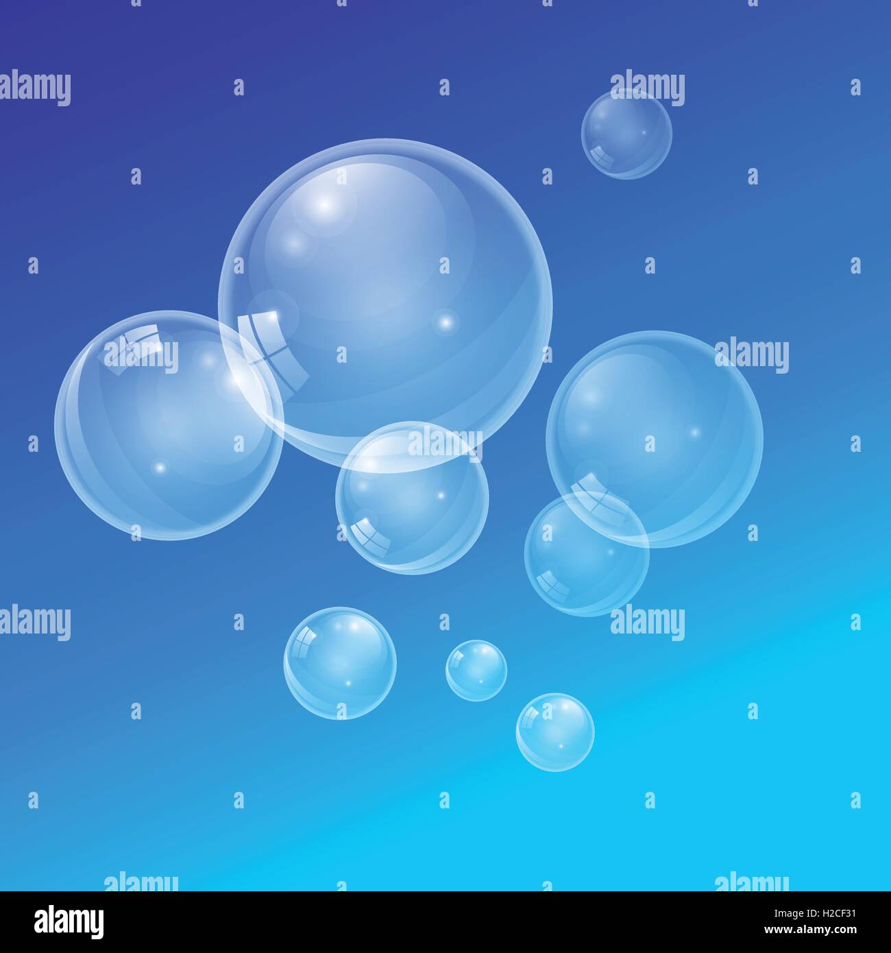 Beautiful watercolor water bright background with transparent bubbles ...