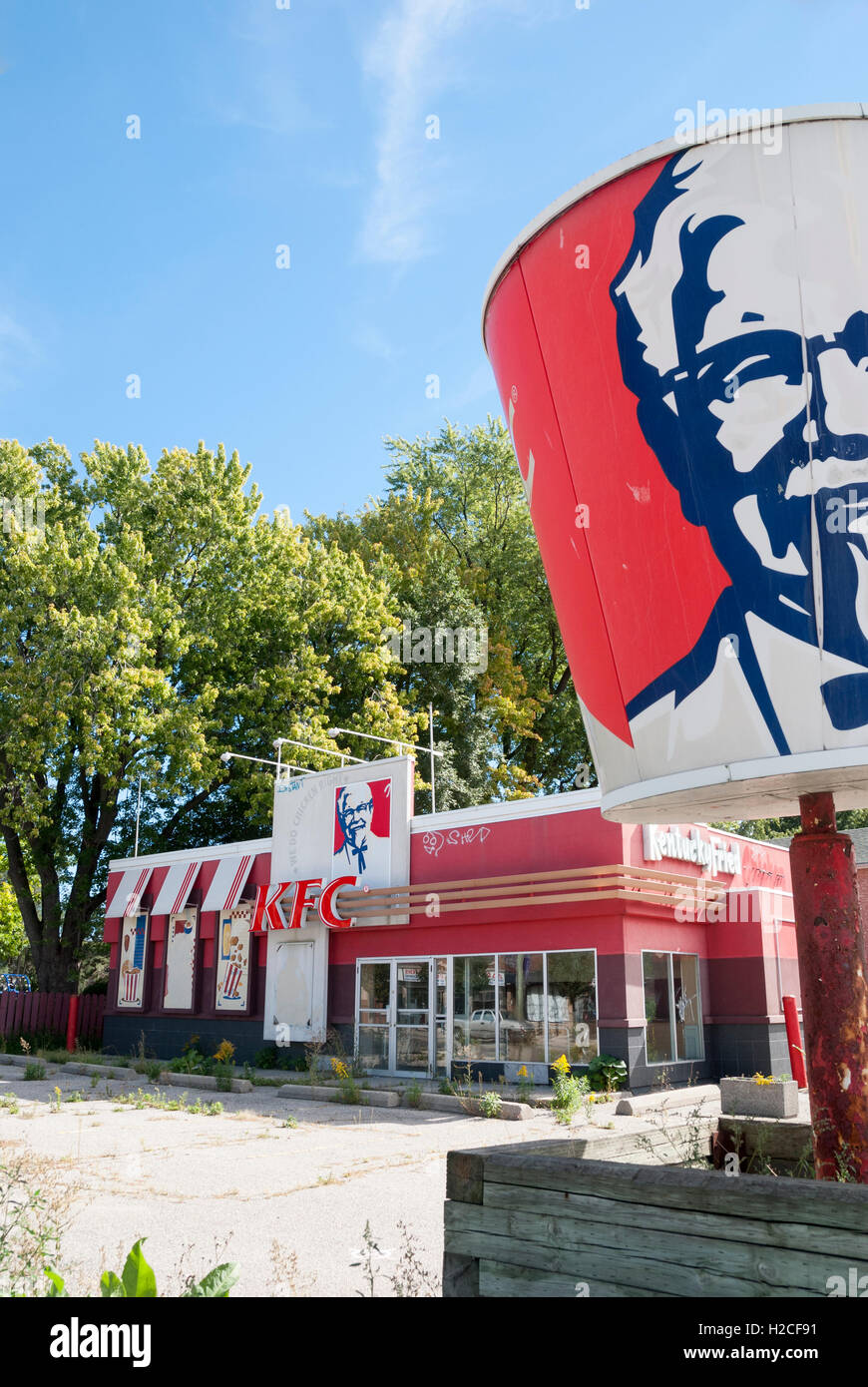 A closed and abandoned KFC Kentucky Fried Chicken franchise in Toronto Ontario Canada Stock Photo