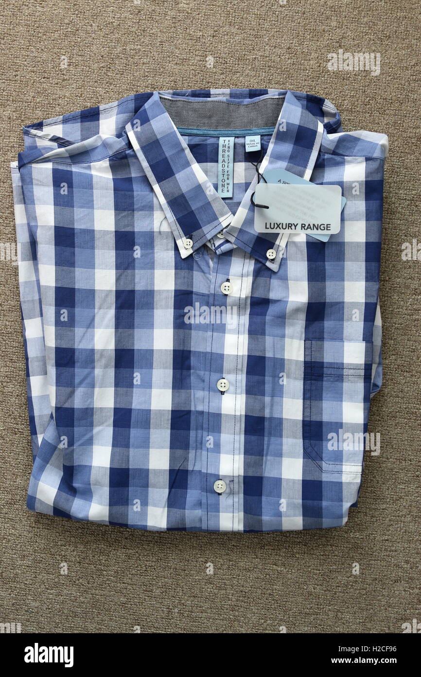 Luxury Range checked blue shirt Stock Photo