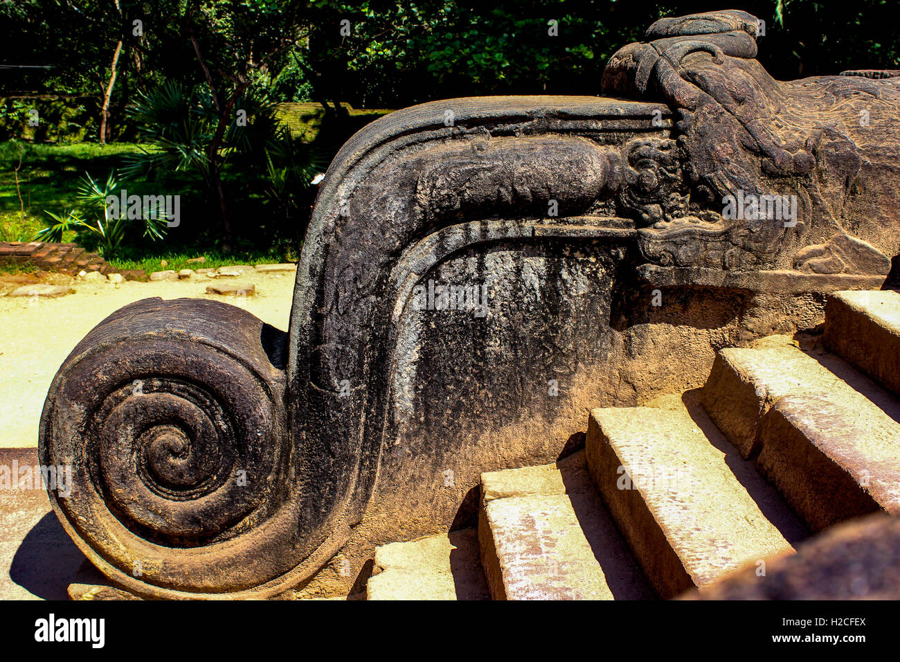 Ancient Stone Stair Design Sri Lanka Stock Photo